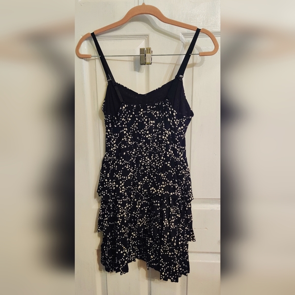Aritzia Talula size 6 Black Heart Print Ruffle Mini Dress - Picture 2 of 4